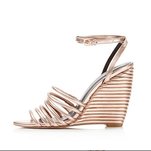 Rebecca Minkkoff size 9m sandles rose gold wedges - Picture 2 of 6